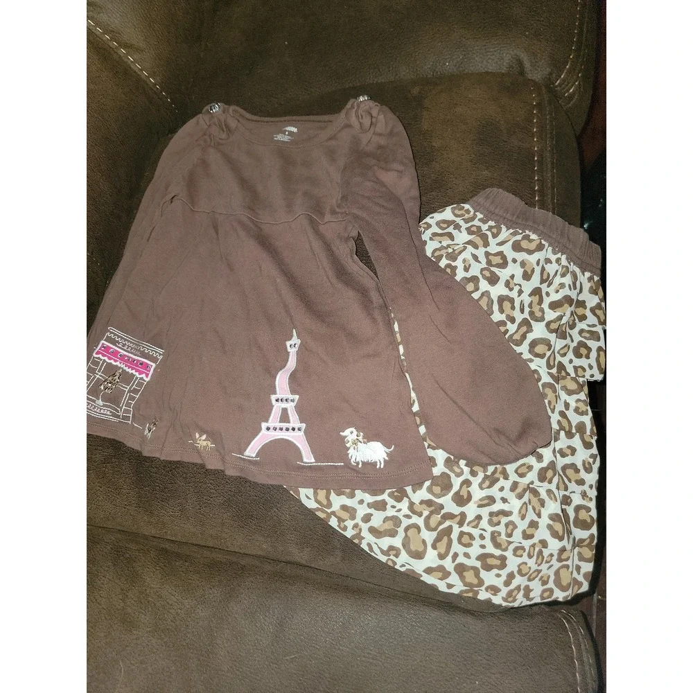 Gymboree parisian chic dog top size 5 leopard skirt size 6